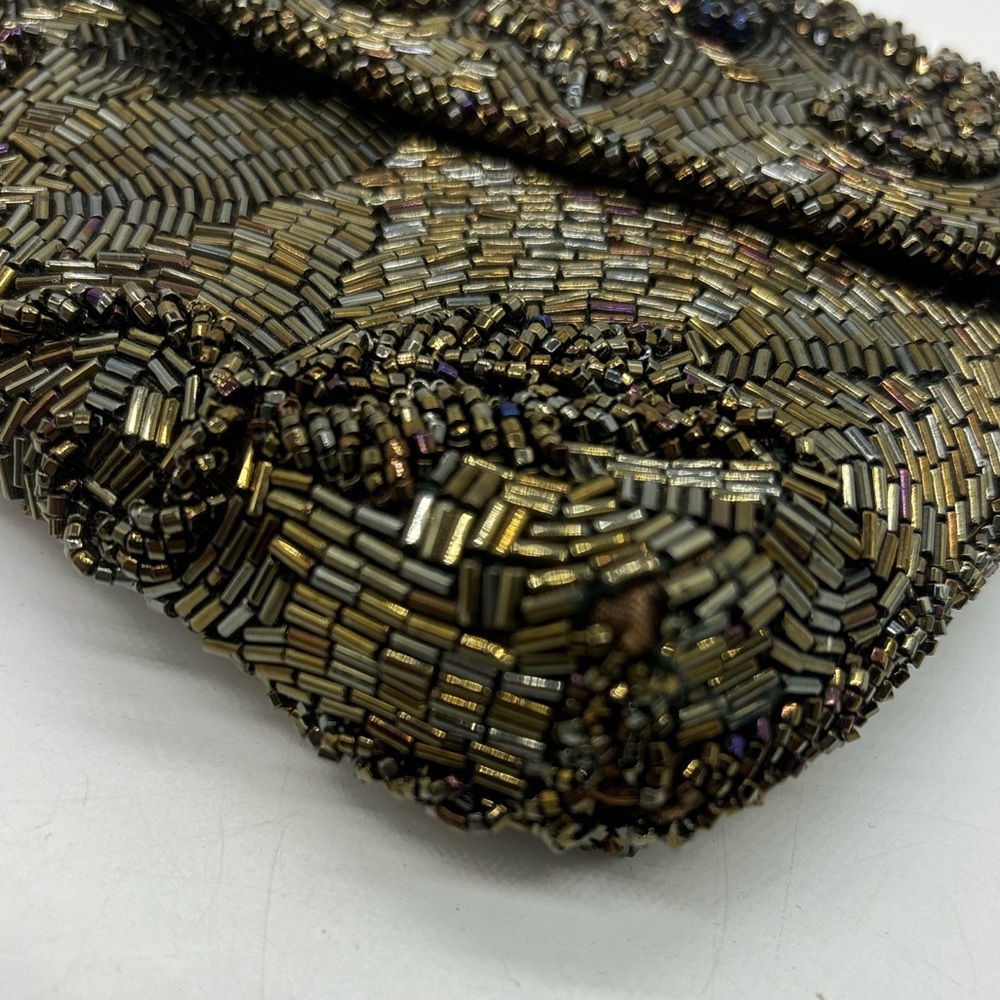 Vintage Bonnies Beaded Clutch Handmade In Hong Kong Evening Formal Black Gold - Picture 7 of 9